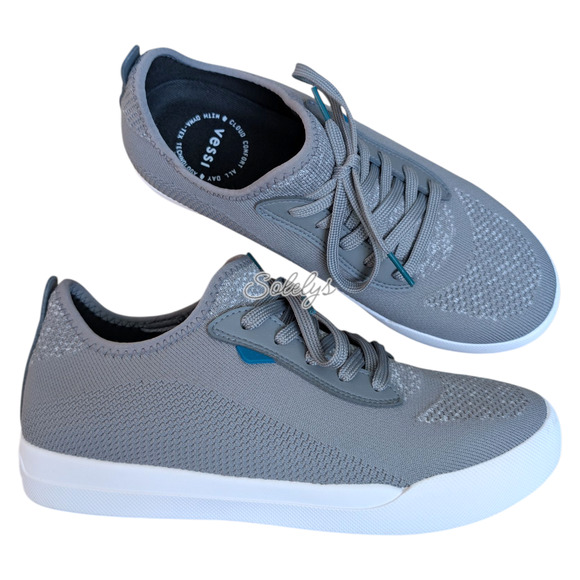 Vessi Weekend Mens 9 Concrete Grey White Waterproof DymaTex Knit Casual Sneaker - Picture 1 of 11
